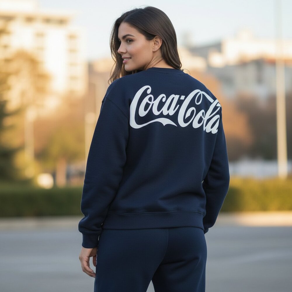 Coca-Cola Spirit Jersey Oversized Crewneck Graphic Sweatshirt NWT